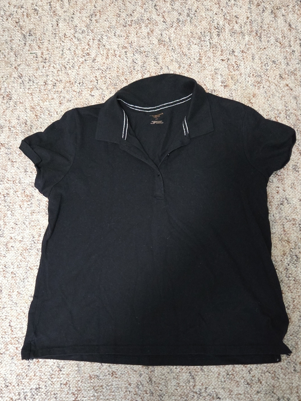Arizona Jean Company Junior's Black Polo Top with Contrast Stitching